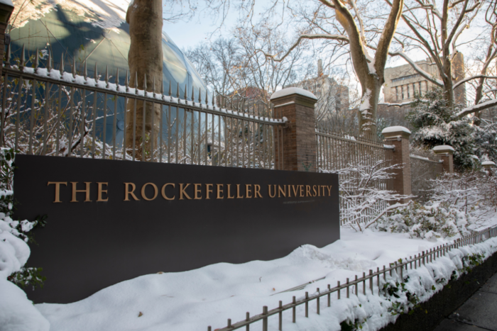 snow on campus sign