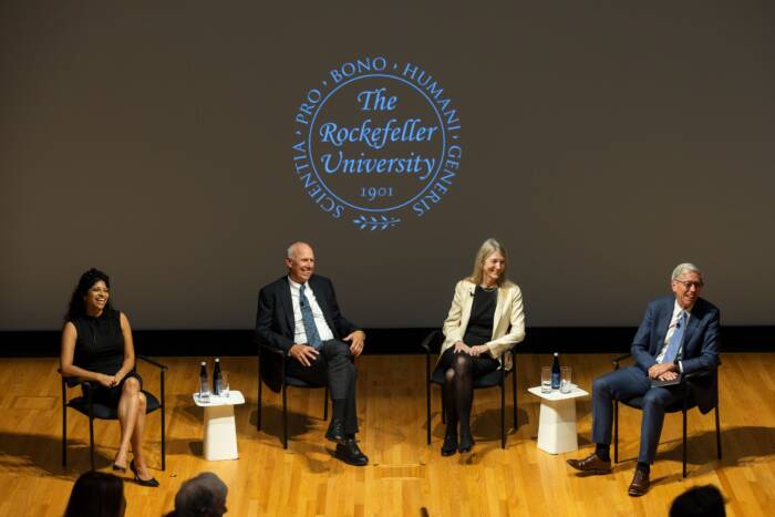 Panel discussion with Priya Rajasethupathy, Nathaniel Heintz, Cori Bargmann, and President Richard Lifton